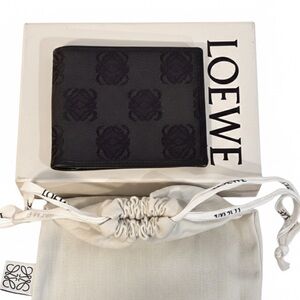 Loewe Men’s Black Anagram Bi-Fold Wallet NEW FULL INCLUSION